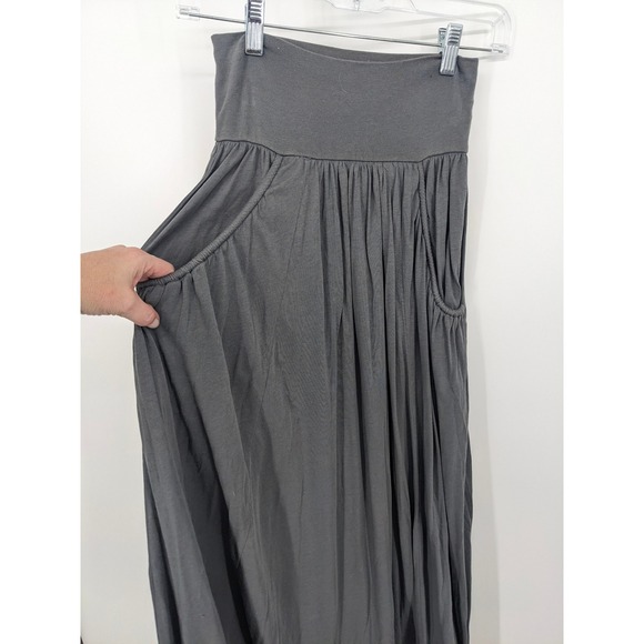 Garnet Hill Maxi Skirt Womens XS Gray Jersey Pockets Boho Lagenlook Artsy Casual - Picture 3 of 9
